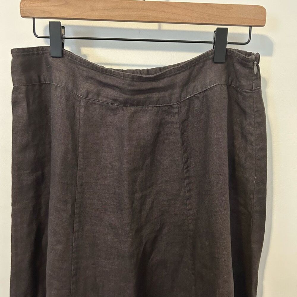 Soft Surroundings 100% Linen Maxi A-Line Skirt Grey brown medium tall boho prair - Picture 5 of 10